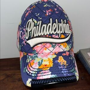 Genuine Robin Ruth Pink Blue Floral Philadelphia Quilted Baseball cap hat